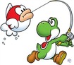 That thief Yoshi steals Cheep Cheep's fishing rod