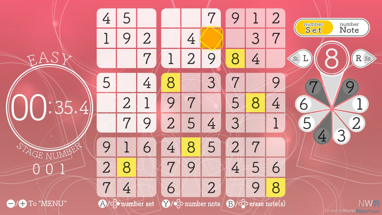 Info about the sudoku puzzle. Sudoku Menu