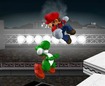 Mario and Yoshi clash in mid-air