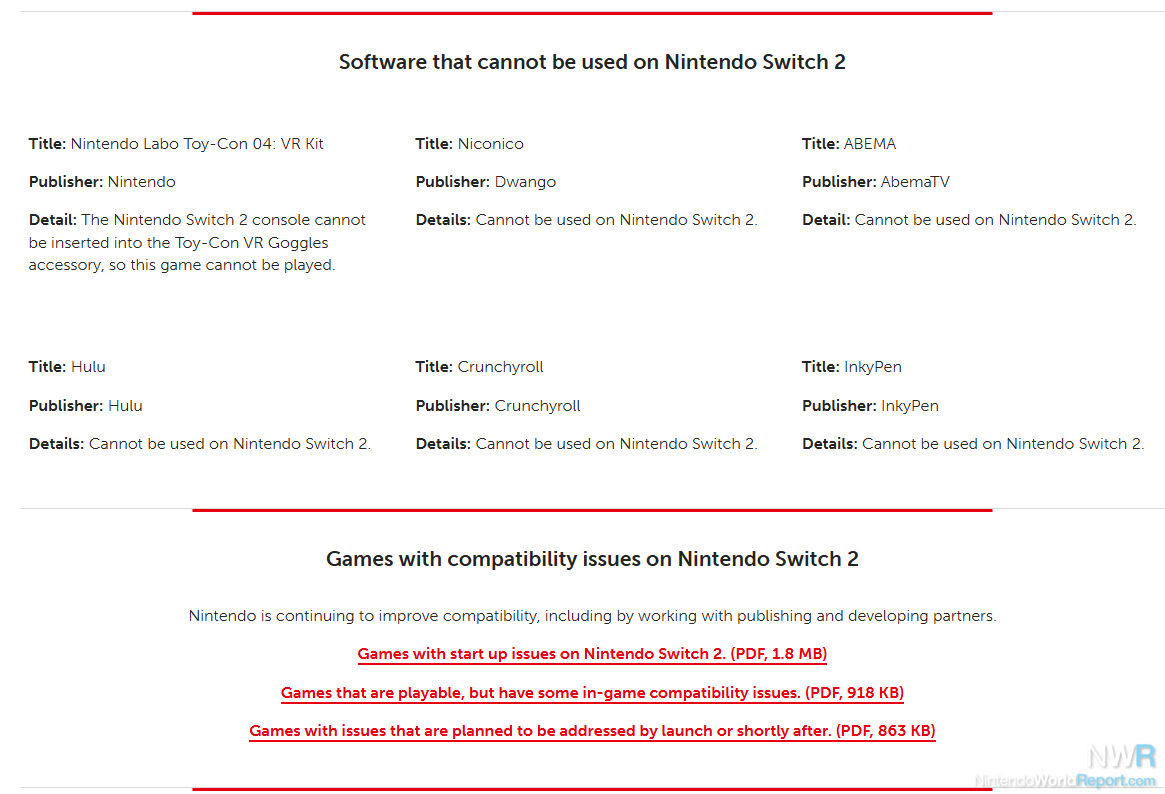 Nintendo Provides Updates To Switch 1 Backwards Compatibility On Switch 2 – News