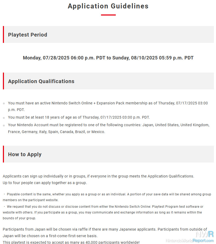 Nintendo Reopening And Expanding Switch Online Test Application – News