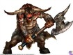 That axe is menacing and grimacing.