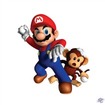 Mario and nameless monkey throw golf balls.