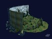 Side view of the graveyard, with dumpster in view