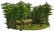 Log cabins in the forest
