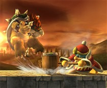 He's just beating on Bowser.