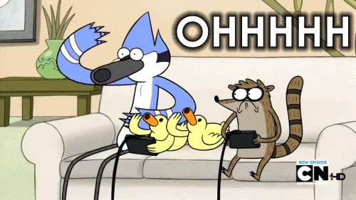 mordecai and rigby playing video games